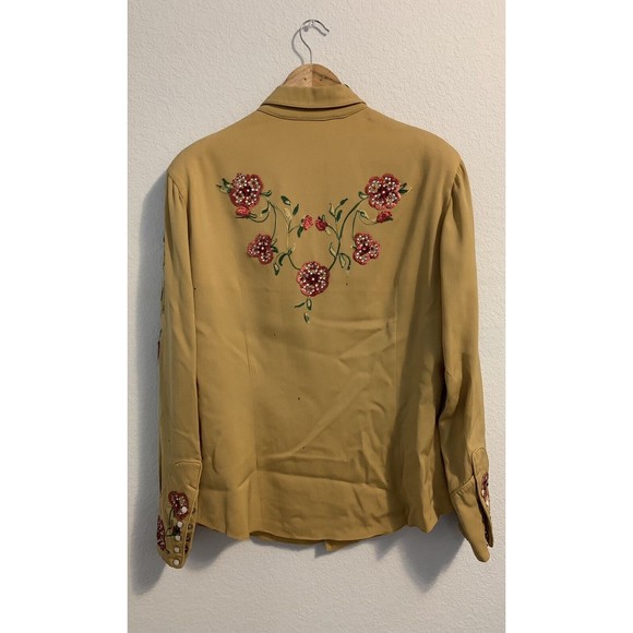 Vintage 1950s The Paddock Shops Suit Western Wear Light Yellow Flowers - Picture 12 of 16